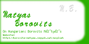 matyas borovits business card